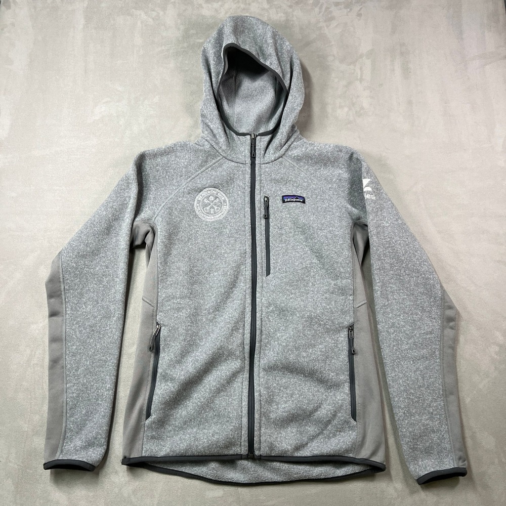 Patagonia Better Sweater Hoody Mens M Gray Full Zip Fleece Jacket Company Logo